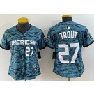 Women's Los Angeles Angels #27 Mike Trout Aqua 2023 All Star Cool Base Jersey