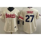 Women's Los Angeles Angels #27 Mike Trout Cream 2022 City Connect Cool Base Jersey