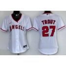 Women's Los Angeles Angels #27 Mike Trout White Cool Base Jersey