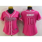 Women's Los Angeles Chargers #10 Justin Herbert Limited Pink Baseball Jersey