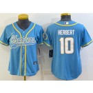 Women's Los Angeles Chargers #10 Justin Herbert Limited Powder Blue Baseball Jersey