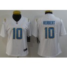 Women's Los Angeles Chargers #10 Justin Herbert Limited White Vapor Untouchable Jersey