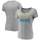 Women's Los Angeles Chargers Heather Charcoal Stronger Together V Neck Printed T-Shirt 0854