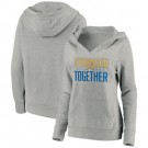 Women's Los Angeles Chargers Heather Gray Stronger Together Crossover Neck Printed Pullover Hoodie 0703
