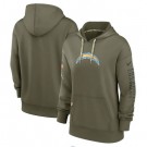 Women's Los Angeles Chargers Olive 2022 Salute To Service Performance Pullover Hoodie