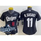 Women's Los Angeles Dodgers #11 Roki Sasaki Black 2025 World Series Limited Jersey