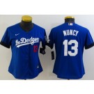 Women's Los Angeles Dodgers #13 Max Muncy Blue Player Number 2021 City Cool Base Jersey