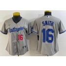 Women's Los Angeles Dodgers #16 Will Smith Gray Alternate Player Number Team Logo Cool Base Jersey