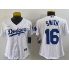 Women's Los Angeles Dodgers #16 Will Smith White Team Logo Cool Base Jersey