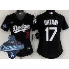 Women's Los Angeles Dodgers #17 Shohei Ohtani Black 2025 World Series Champions Cool Base Jersey