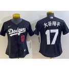 Women's Los Angeles Dodgers #17 Shohei Ohtani Black Japanese Player Number Cool Base Jersey