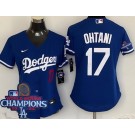 Women's Los Angeles Dodgers #17 Shohei Ohtani Blue 2024 World Series Champions Limited Jersey