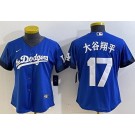 Women's Los Angeles Dodgers #17 Shohei Ohtani Blue City Japanese Cool Base Jersey
