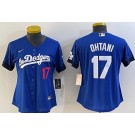 Women's Los Angeles Dodgers #17 Shohei Ohtani Blue City Player Number Cool Base Jersey