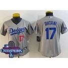 Women's Los Angeles Dodgers #17 Shohei Ohtani Gray 2024 World Series Champions Limited Jersey