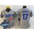 Women's Los Angeles Dodgers #17 Shohei Ohtani Gray 2025 World Series Champions Limited Jersey