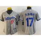 Women's Los Angeles Dodgers #17 Shohei Ohtani Gray Alternate Japanese Player Number Team Logo Cool Base Jersey
