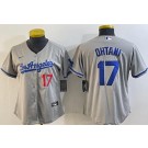 Women's Los Angeles Dodgers #17 Shohei Ohtani Gray Alternate Player Number Team Logo Cool Base Jersey