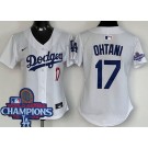 Women's Los Angeles Dodgers #17 Shohei Ohtani White 2024 World Series Champions Limited Jersey