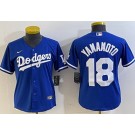 Women's Los Angeles Dodgers #18 Yoshinobu Yamamoto Blue Team Logo Cool Base Jersey
