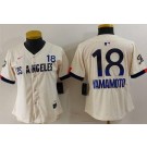 Women's Los Angeles Dodgers #18 Yoshinobu Yamamoto Cream 2024 City Connect Limited Jersey