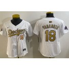 Women's Los Angeles Dodgers #18 Yoshinobu Yamamoto White 2025 Gold Collection Limited Jersey
