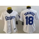 Women's Los Angeles Dodgers #18 Yoshinobu Yamamoto White Team Logo Cool Base Jersey