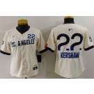 Women's Los Angeles Dodgers #22 Clayton Kershaw Cream 2024 City Connect Limited Jersey