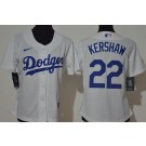 Women's Los Angeles Dodgers #22 Clayton Kershaw White 2020 Cool Base Jersey