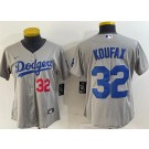 Women's Los Angeles Dodgers #32 Sandy Koufax Gray Player Number Team Logo Cool Base Jersey