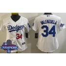 Women's Los Angeles Dodgers #34 Fernando Valenzuela White 2024 World Series Champions Limited Jersey