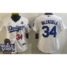 Women's Los Angeles Dodgers #34 Fernando Valenzuela White 2024 World Series Limited Jersey