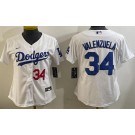 Women's Los Angeles Dodgers #34 Fernando Valenzuela White Limited Jersey