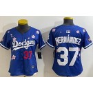 Women's Los Angeles Dodgers #37 Teoscar Hernandez Blue 2025 Tokyo Series Limited Jersey