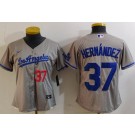 Women's Los Angeles Dodgers #37 Teoscar Hernandez Gray Alternate Player Numbe Team Logo Cool Base Jersey