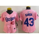 Women's Los Angeles Dodgers #43 Anthony Banda Pink 2025 Tokyo Series Limited Jersey