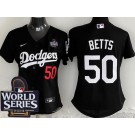 Women's Los Angeles Dodgers #50 Mookie Betts Black 2024 World Series Limited Jersey