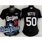 Women's Los Angeles Dodgers #50 Mookie Betts Black 2025 World Series Limited Jersey