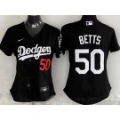 Women's Los Angeles Dodgers #50 Mookie Betts Black Limited Jersey