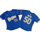 Women's Los Angeles Dodgers #50 Mookie Betts Blue 2025 Gold Collection Limited Jersey