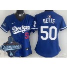 Women's Los Angeles Dodgers #50 Mookie Betts Blue 2025 World Series Champions Limited Jersey