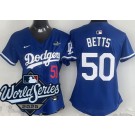 Women's Los Angeles Dodgers #50 Mookie Betts Blue 2025 World Series Limited Jersey