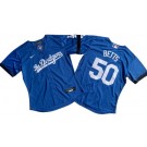 Women's Los Angeles Dodgers #50 Mookie Betts Blue City Connect Cool Base Jersey