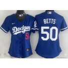 Women's Los Angeles Dodgers #50 Mookie Betts Blue Limited Jersey