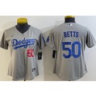 Women's Los Angeles Dodgers #50 Mookie Betts Gray Limited Jersey