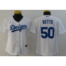 Women's Los Angeles Dodgers #50 Mookie Betts White 2020 Cool Base Jersey