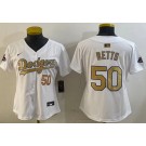 Women's Los Angeles Dodgers #50 Mookie Betts White 2025 Gold Collection Limited Jersey