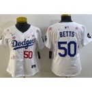 Women's Los Angeles Dodgers #50 Mookie Betts White 2025 Tokyo Series Limited Jersey
