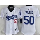 Women's Los Angeles Dodgers #50 Mookie Betts White Limited Jersey