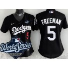 Women's Los Angeles Dodgers #5 Freddie Freeman Black 2025 World Series Limited Jersey